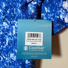Coolibar NEW Men’s Hightide Short Sleeve Sun Protection Swim Shirt Blue Print M
