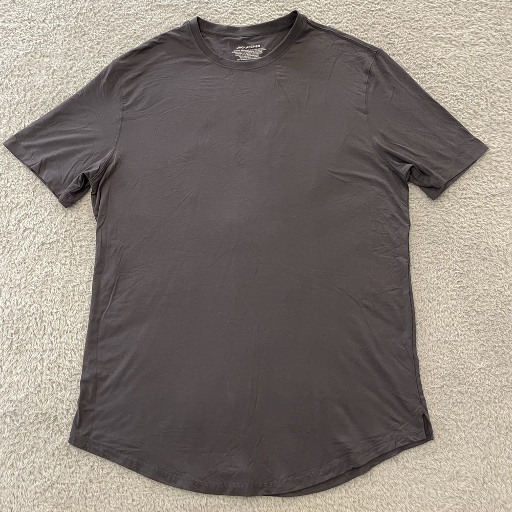 Jack Archer Anytime Tee Shirt Mens Large Gray Curved Hem Modal Performance