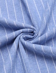 Men’s Cotton Hemp Long Sleeve Casual Beach Henley Shirt (Blue Stripe Large)