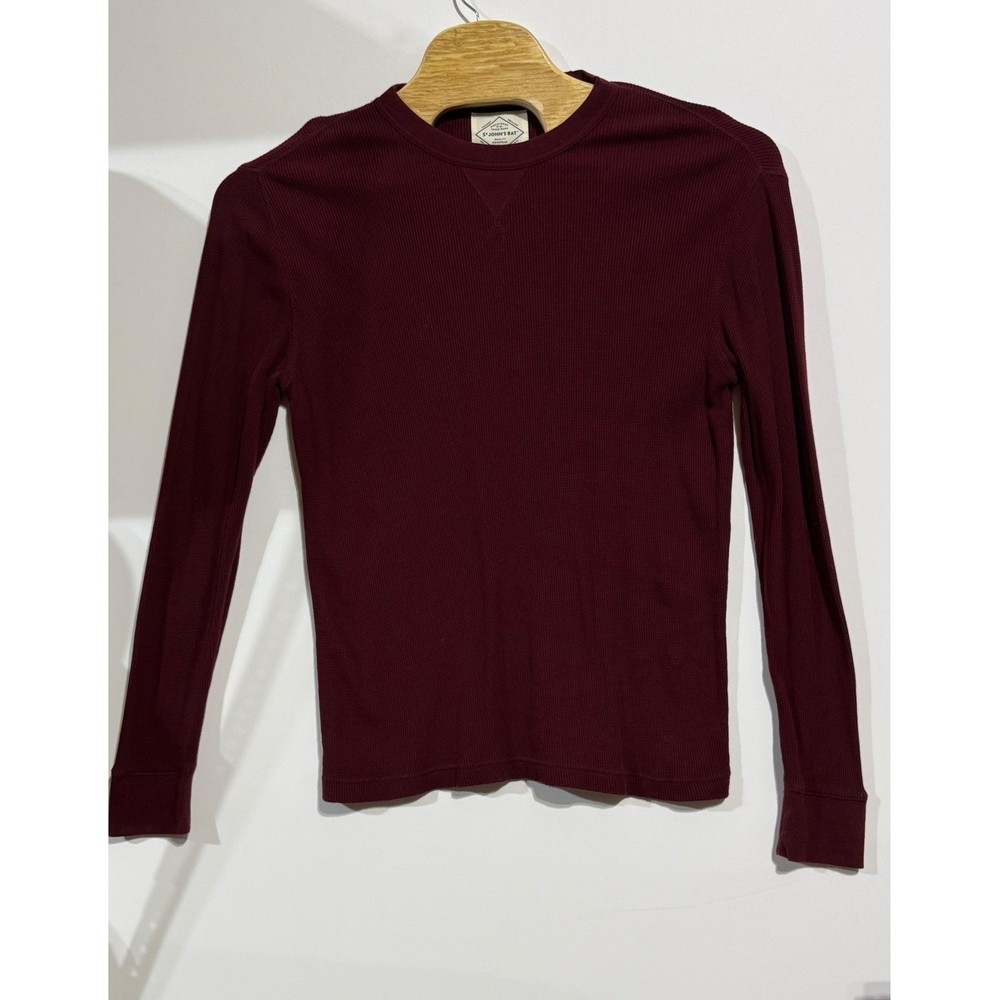St John’s Bay Thermal Shirt Mens L Burgundy Excellent Waffle Knit Long Sleeve