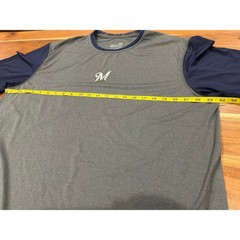 Nike Pro Milwaukee Brewers MLB Shirt Mens XXL Gray Navy Blue Fit Dry Athletic