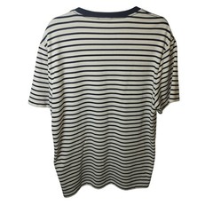 Reiss Mens XL Striped Short Sleeve T-Shirt Navy Blue White Crew Neck Brentford