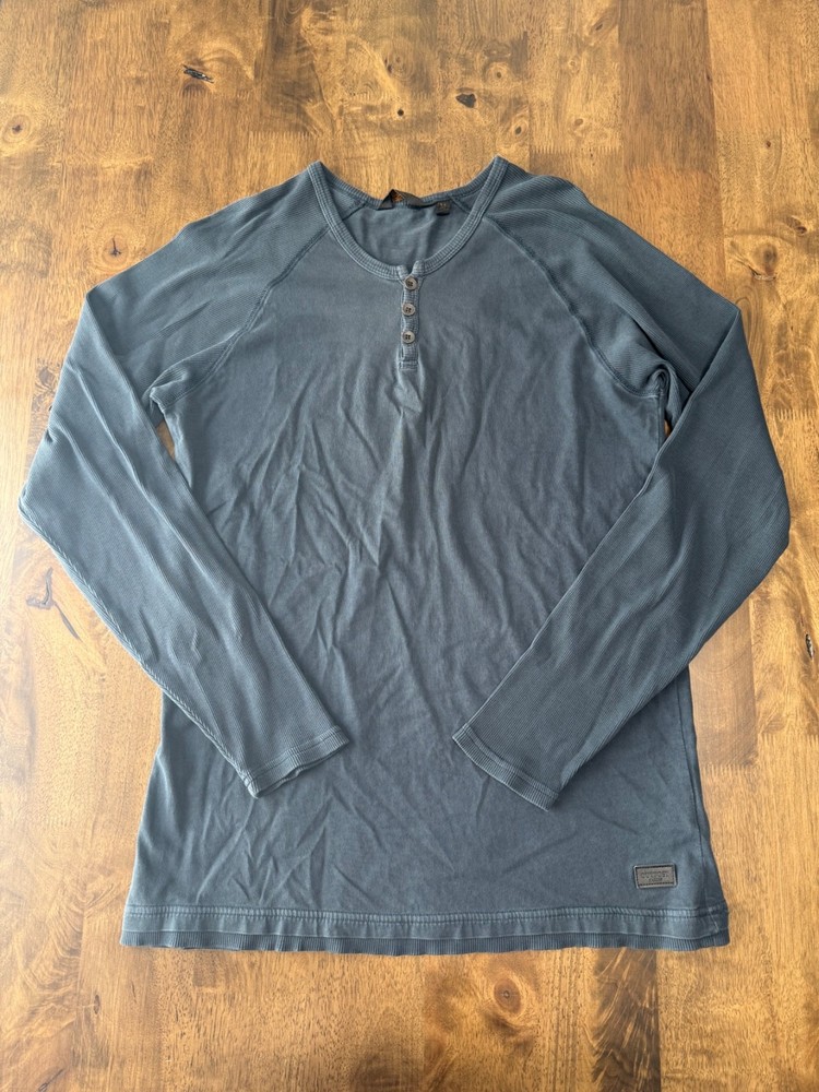EUC Mens Outpost makers henley blue 100% cotton long sleeve size M