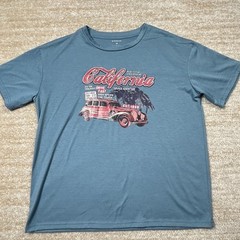 Shein T Shirt Mens M Blue California Graphic Tee Car Print Summer Retro Style
