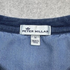 Peter Millar Henley Shirt Men Medium Blue Cotton Long Sleeve Pocket Casual