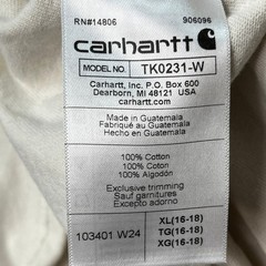Carhartt T-Shirt Men XL Cream Long Sleeve Loose Fit Graphic Sleeve Crew Neck EUC