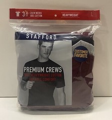 Stafford 3-Pack Men’s Heavy Weight 100% Cotton Crew-Neck T-Shirt Assorted Colors
