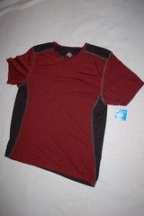 Mens S/S Shirt MAROON & BLACK ATHLETIC TEE Moisture Wick BREATHABLE Size L 42-44