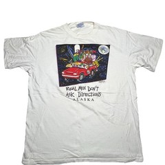 Vtg Real Men Don’t Ask Directions Shirt Mens XL Moech Art Comic Funny 1993
