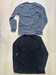 2 WRANGLER MENS Sz S (34-36) WORKWEAR Crew SHIRT Long SLEEVE POCKET Black, Gray