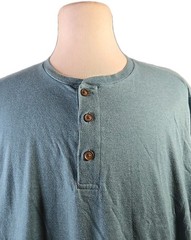 Men’s 3XLT Tshirt. Henley Style Teal Shirt, Preowned Long Sleeves Top