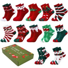 12 Pairs Adult Christmas Holiday Socks Warm Winter Cozy Fuzzy Socks with Plus…