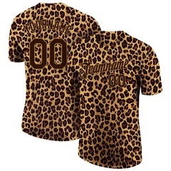 Custom Brown Old Gold Leopard 3D Pattern T-Shirt Wild Animal Graphic Gift Men