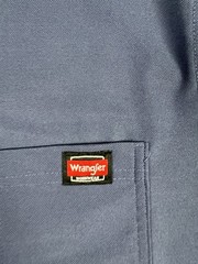 Wrangler Shirt Mens Medium Blue Workwesr Longsleeve Cotton Blend Pockets Stretch