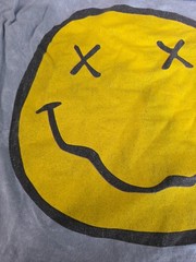 Vtg Nirvana Unisex T-Shirt Yellow Smiley Navy Blue Soft Material 2017 Medium