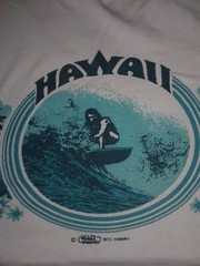 Vintage 70s Cut Crop Tee Hawaiian Crazy Shirt 1973 Palm Waves Beach Surf Hawaii