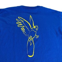 Vintage Y2K Isle Of Capri Casino Shirt Mens L Blue Double Sided Parrot Graphic
