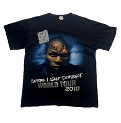 Men’s Black 50 Cent Before I Self Destruct World Tour 2010 Graphic Tee M