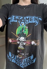 Vtg Testaments rock band Skull Graphic Black T shirt Heavy Cotton NH24473