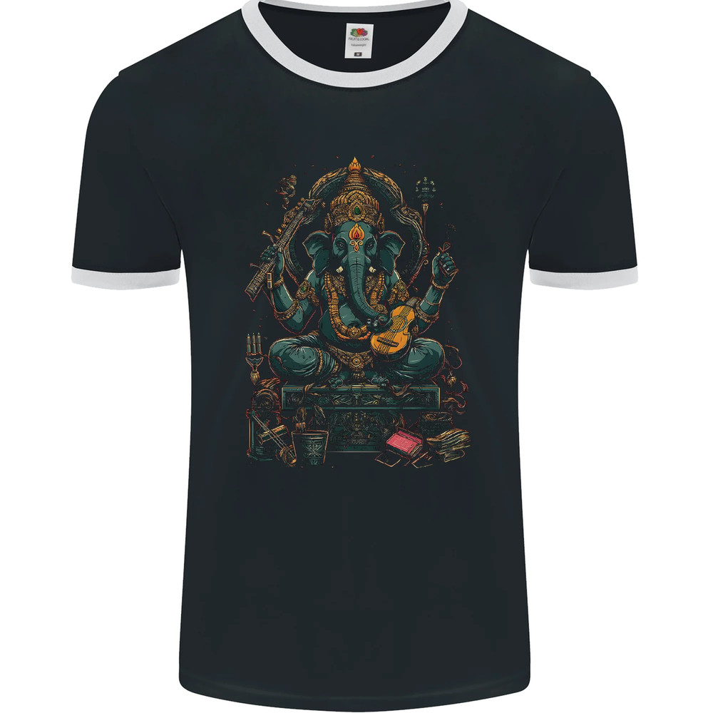Ganesha Hindu God Ganapati Elephant Mens Ringer T-Shirt FotL