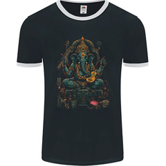 Ganesha Hindu God Ganapati Elephant Mens Ringer T-Shirt FotL