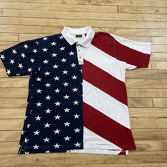 Redhead American Flag Shirt Men L vtg 90s y2k Asymmetric Cut &Sew Red White Blue