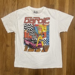 BARBIE Adult T Shirt Racing Phenomenal Short Sleeve White Size XL