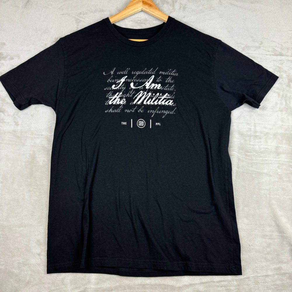 2nd Amendment Right to Bear Arms Militia Quote Men’s Black Graphic Tee T-Shirt