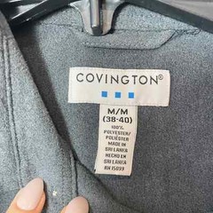 Covington Button Down Dress Shirt Mens M 38-40 Gray Long Sleeve Collared Formal