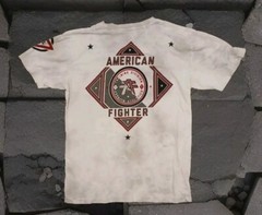 American Fighter XL Graphic V-neck Shirt White With Crystal Wash Men’s