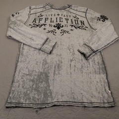Affliction Thermal Shirt Mens XL Gray Fast Biker Motorcycle Skull Reversible
