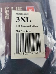 5.11 Mens Response Ls Crew Tshirt Fire Navy Blue Size 3XL…….
