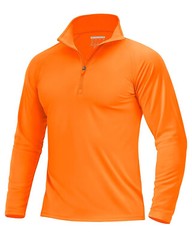 Mens UPF50+ Long Sleeve T-Shirts 1/4 Zip Up Quick Drying Sun Shirts Fishing Tops
