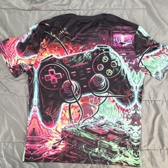 Men’s Multicolor Polyester Elastane Graphic Gaming T-Shirt Crew Neck M A2