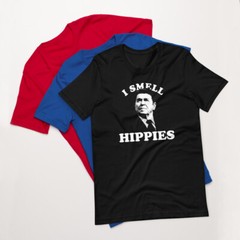 RONALD REAGAN I SMELL HIPPIES Republican Politics Funny Unisex T-Shirt