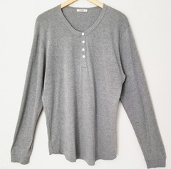 Buck Mason Men’s L Vintage Tri-Blend Long Sleeve Henley Shirt Top Heathered Gray