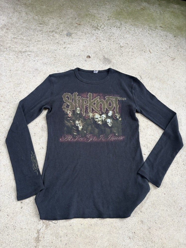 Y2K 2000s Slipknot Thermal Black Medium Long Sleeve Shirt