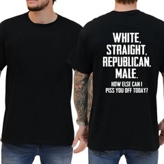 White Straight Republiican Male T-shirt, Graphic Printed Tees Top Casual