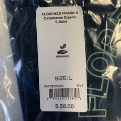 NEW! Florence Marine X Men’s Large Catamaran Organic Navy T-Shirt $38 msrp M5-2