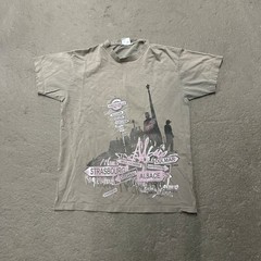 Vintage Y2K Sols Skater Street Signs Beige Grunge Streetwear Tee Shirt Size L
