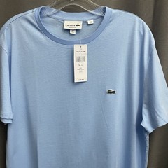 Lacoste T-Shirt Regular Fit Men’s L Solid Light Blue Cotton Logo Crew Neck NWT