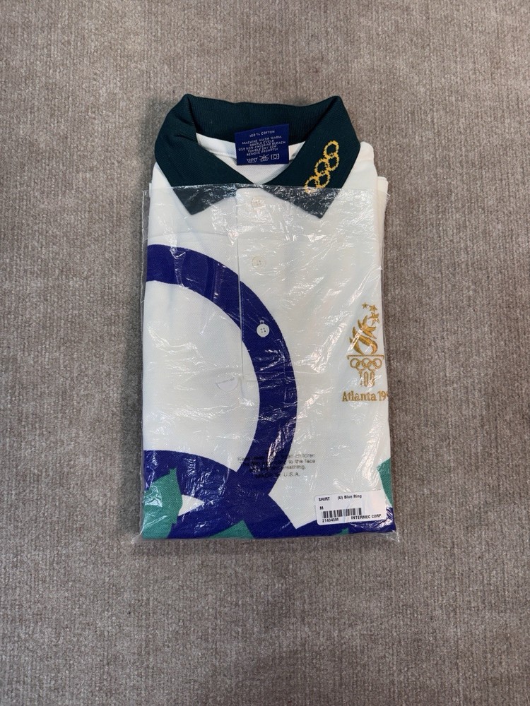 1996 Atlanta Olympics Polo Collared Shirt Vintage Size Medium Hanes Made In USA