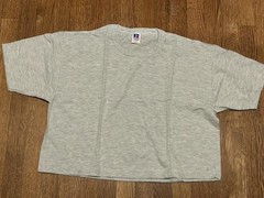 Vintage 90s Cropped T-shirt Large BOSS Russell Athletic Gray NUBLEND NOS