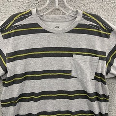 The North Face Shirt Mens Medium Gray Pocket Tee Black Yellow Stripes Pittsburgh