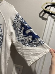 All Over Embroidered Dragon Chinese Short Sleeve Tee Size M Stunning Beautiful