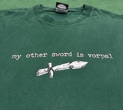 Vintage Jinx Video Games Funny Shirt Mens Size XL Green Sword