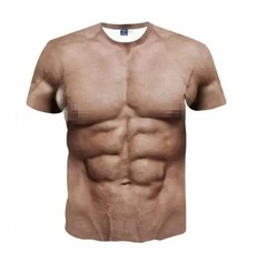 Muscle 3D T-shirt Muscle Tattoo Print T-shirt For Summer Beach Holiday Men Short