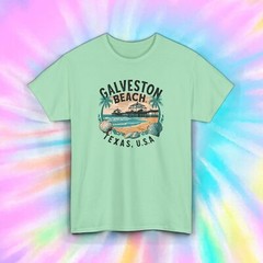 Galveston Beach Texas USA Vintage Ocean Graphic T-Shirt Vacation Tee S-5XL