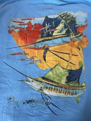Guy Harvey Bluewater Graphic Marlin Fish Pocket T-Shirt Blue Cotton XL