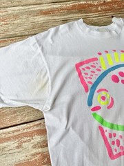 Vintage 80s Nature/Art T-Shirt Mens XL White Single Stitch Colorful Fish 1988